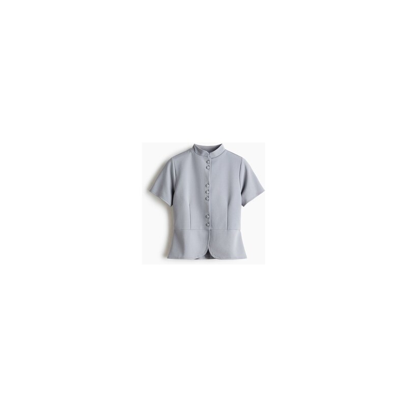H&M - Propínací top peplum - Tlumená Šedá