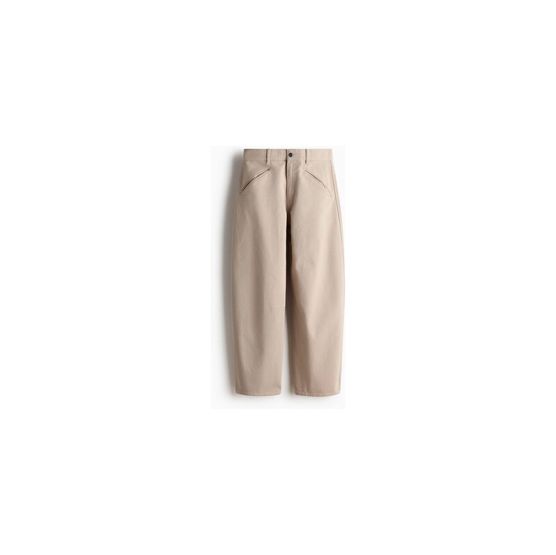 H&M - Barrel Regular Waist Jeans - Světle Béžová