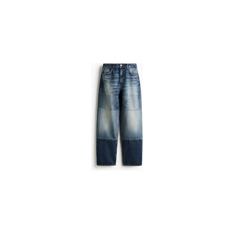 H&M - Džínys patchworkovými detaily - Denim Blue/Barevný Blok