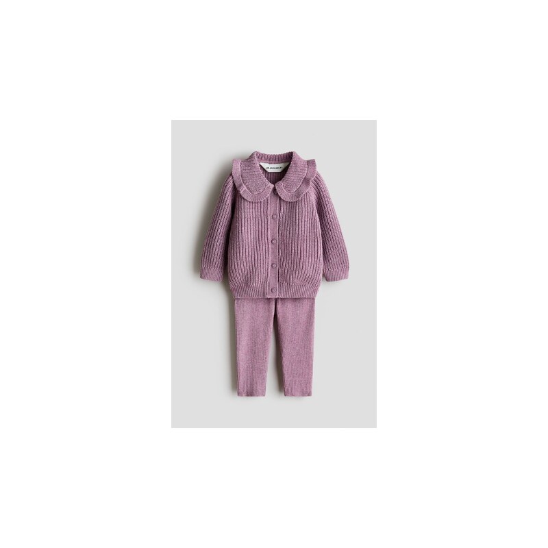 H&M - Dvoudílná souprava z bavlněného úpletu - Fialová