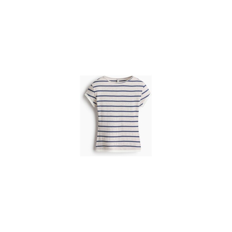 H&M - Přiléhavé tričkos kontrastními lemy - Light Beige/Striped