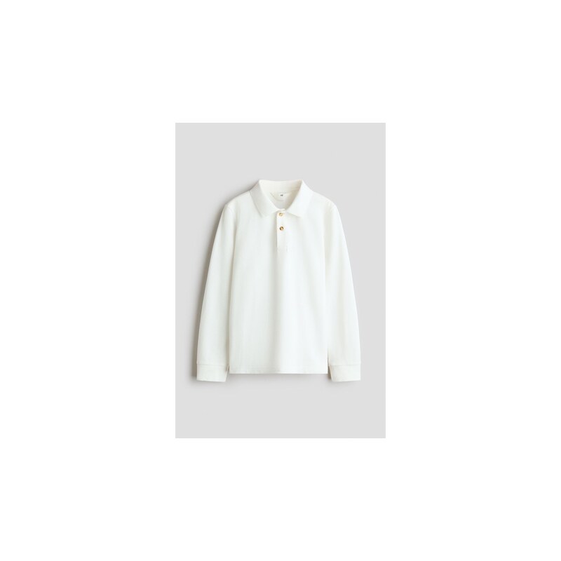 H&M - Top z bavlněného piké s límečkem - Bílá