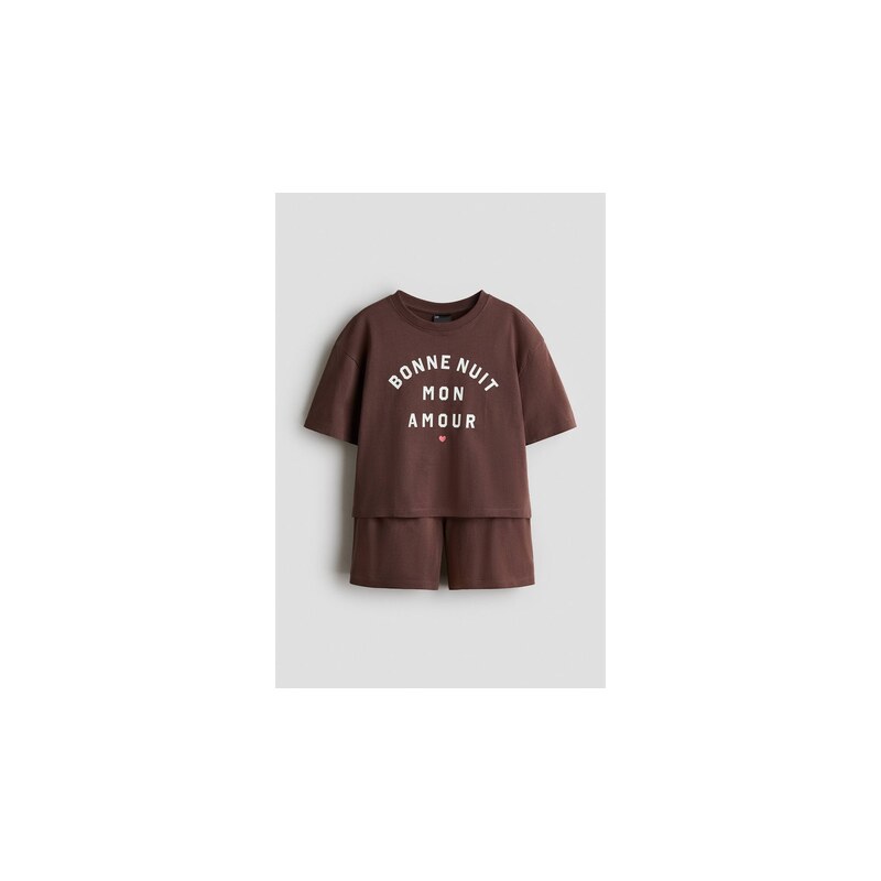 H&M - Bavlněné pyžamo - Hnědá/Bonne Nuit