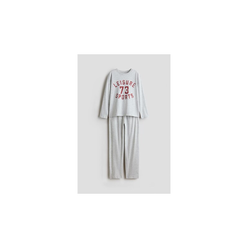 H&M - Bavlněné pyžamos tištěným motivem - Šedý Melír/Leisure