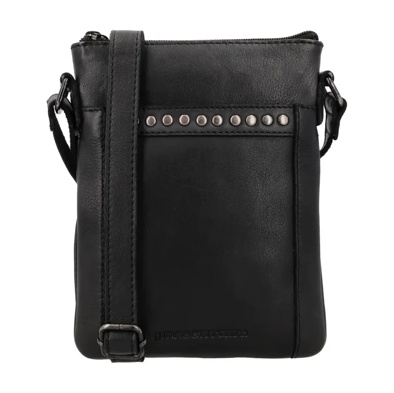 Hide & Stitches Černá crossbody kabelka z pravé kůže „Hardrock”