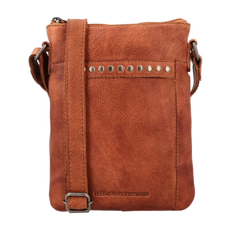 Hide & Stitches Hnědá crossbody kabelka z pravé kůže „Hardrock”