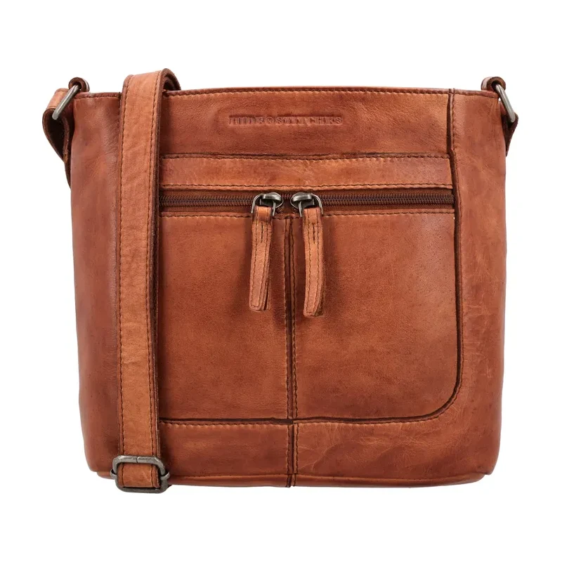 Hide & Stitches Hnědá čtvercová kožená crossbody kabelka