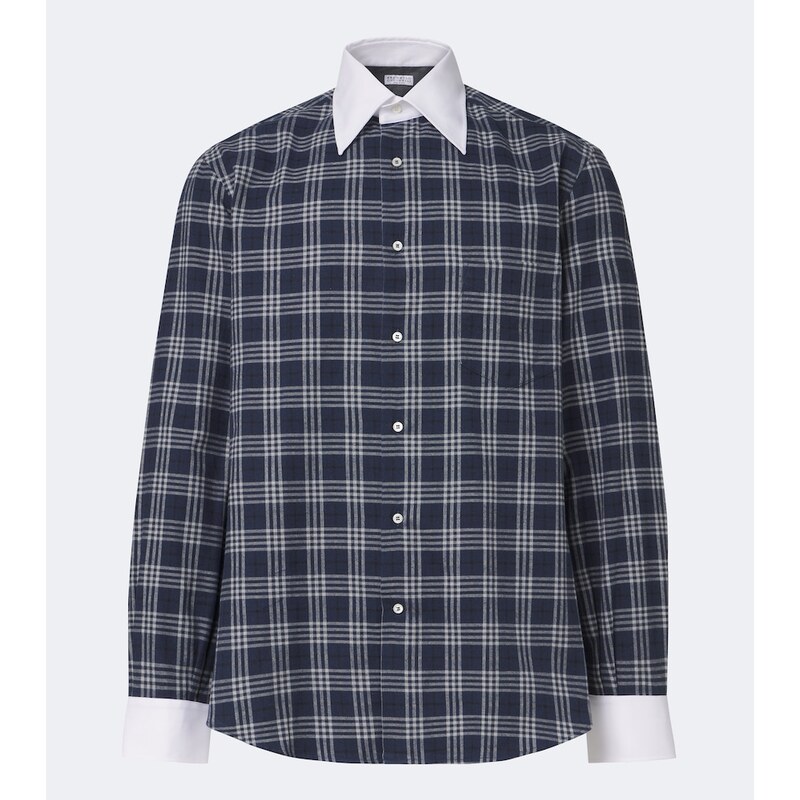 Brunello Cucinelli Checked cotton-blend flannel shirt