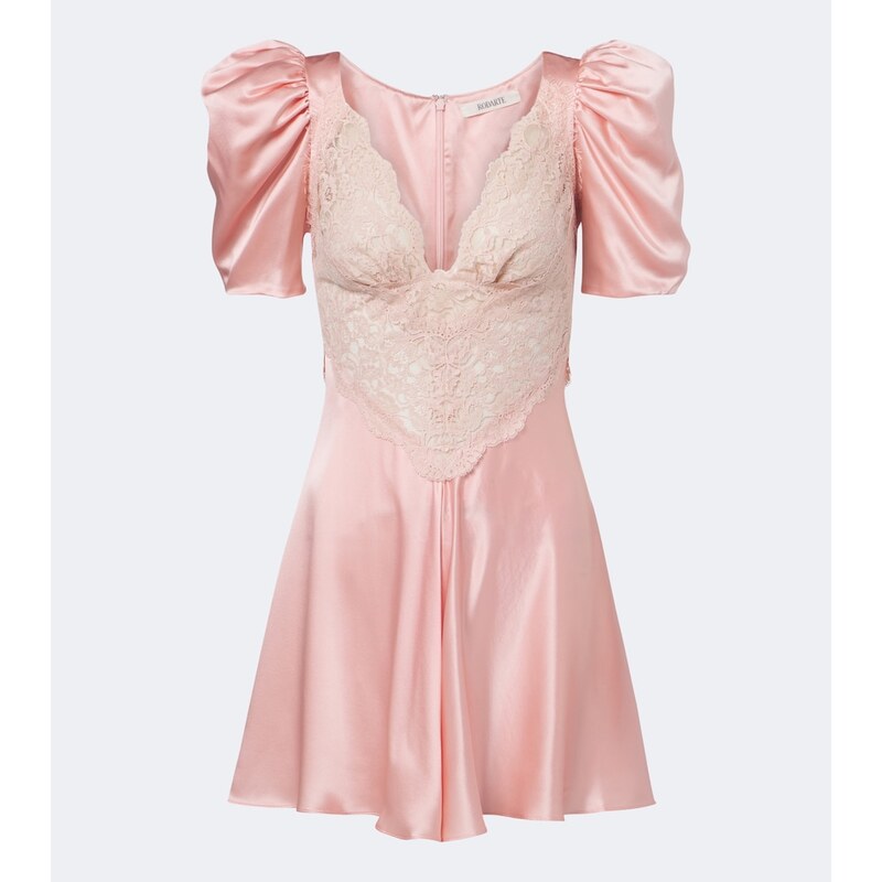 Rodarte Lace-trimmed silk satin minidress