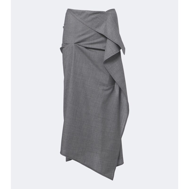 Victoria Beckham Asymmetric draped wool midi skirt