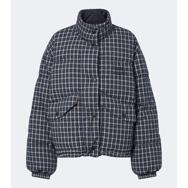 Miu Miu Reversible checked cotton flannel down jacket