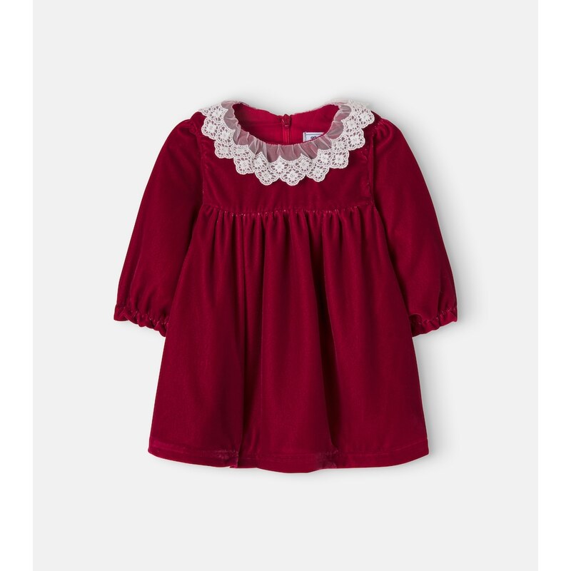 Tartine et Chocolat Baby lace-trimmed velvet dress