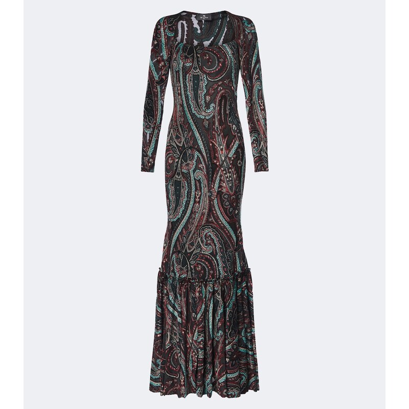 Etro Paisley jersey and chenille gown
