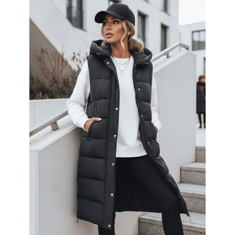BASIC Černá vesta s kapucí NOELIA TY3134