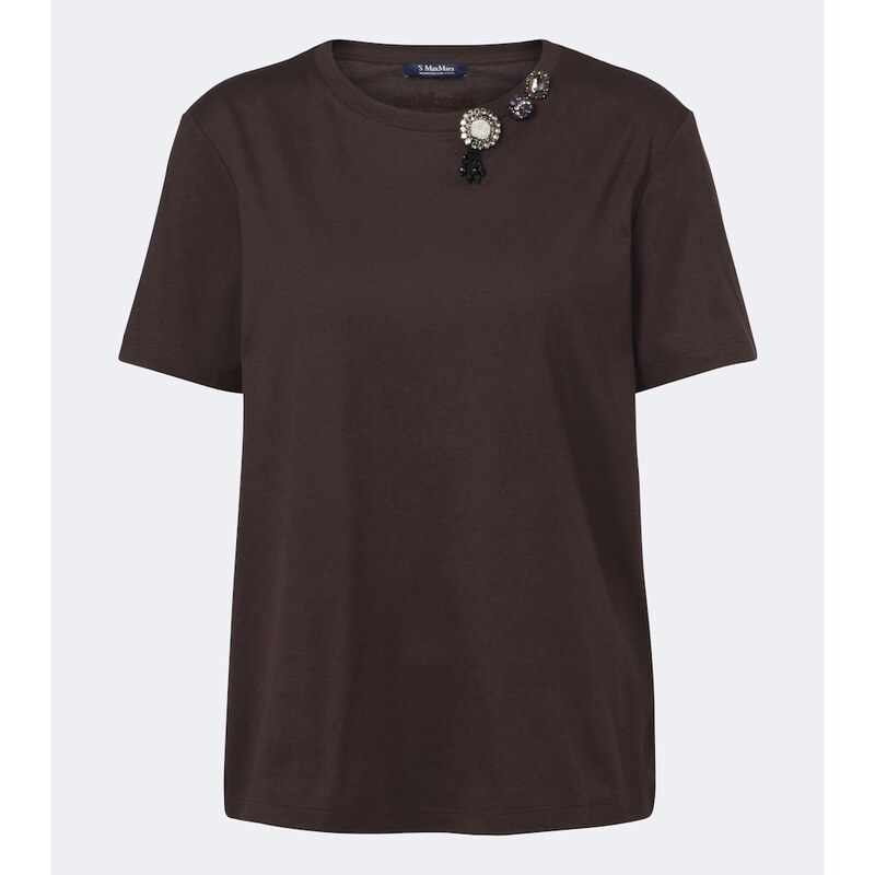 S Max Mara Embellished cotton-blend jersey T-shirt