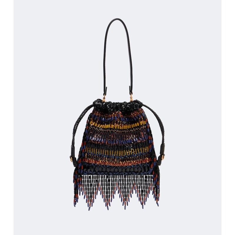 Etro Kalispera Small beaded fringed shoulder bag