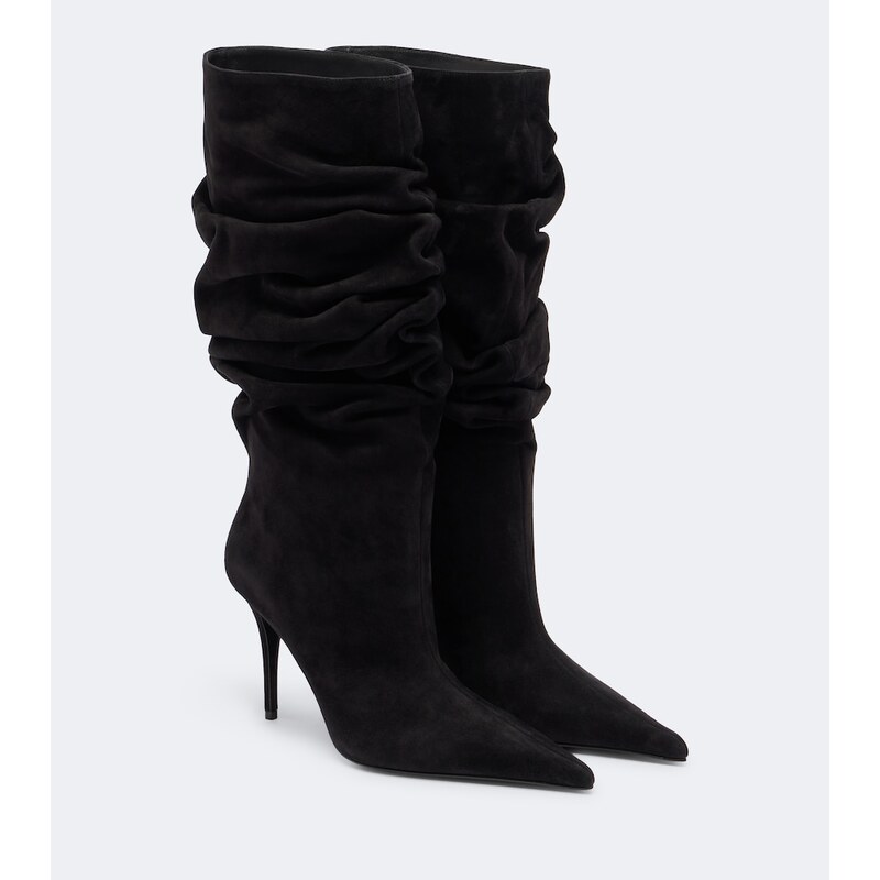 Amina Muaddi Anok suede mid-calf boots