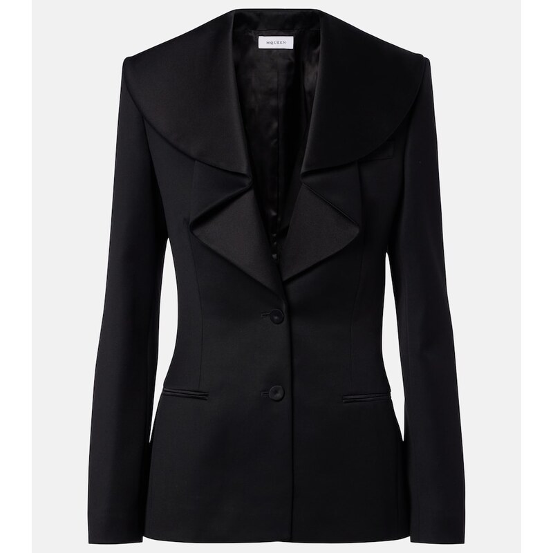 McQueen Satin-trimmed wool blazer