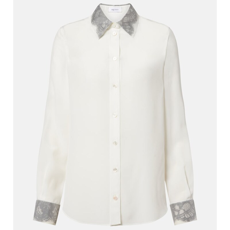 McQueen Lace-trimmed silk shirt
