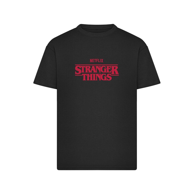 Merchcode Tričko Stranger Things Rewatch marine modrá / světle