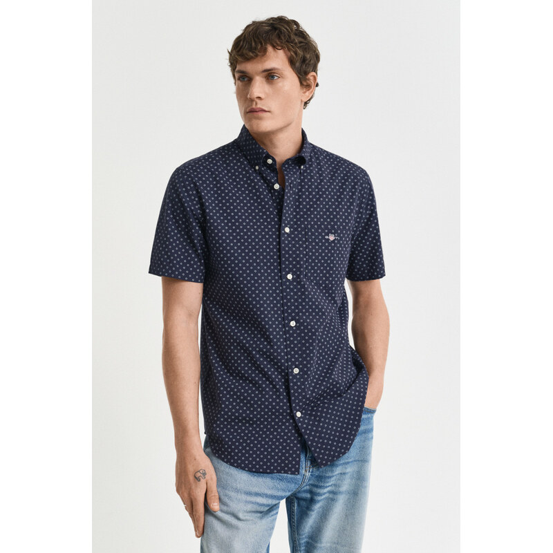 KOŠILE GANT REG MICRO PRINT SS SHIRT LIGHT BLUE
