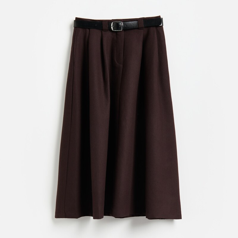 Reserved - LADIES` SKIRT & BELT - tmavě hnědá