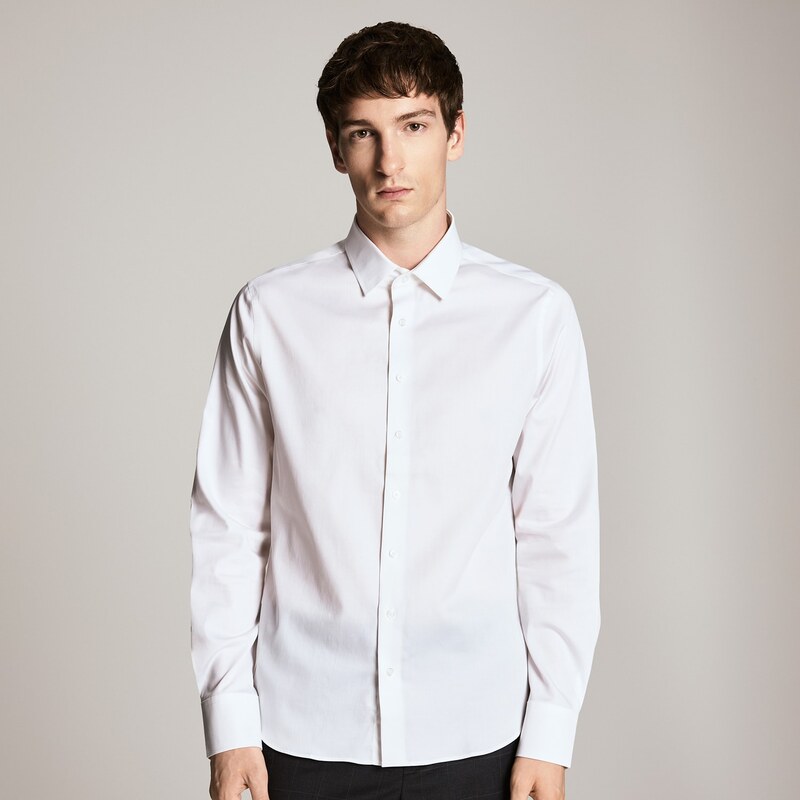 Reserved - Košile slim fit s vysokým podílem bavlny - bílá