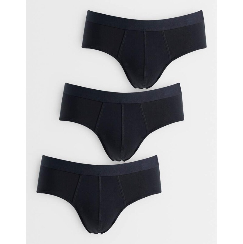 ASOS DESIGN 3 pack briefs in black