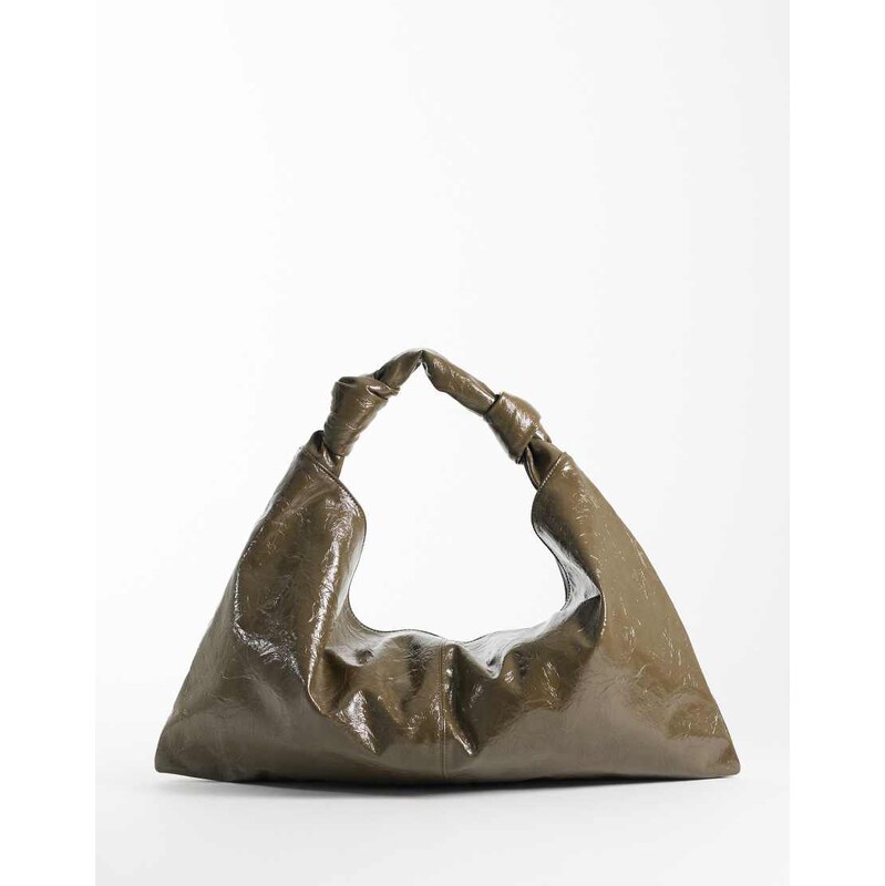 ASOS DESIGN textured slouchy tote bag in khaki-Green