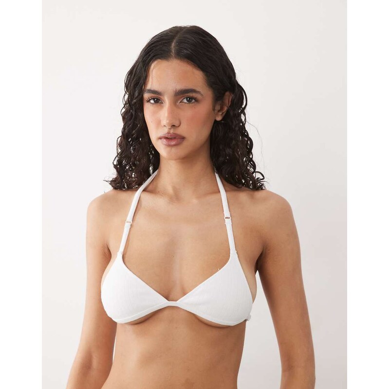 Cotton On jersey halter triangle bralette in white