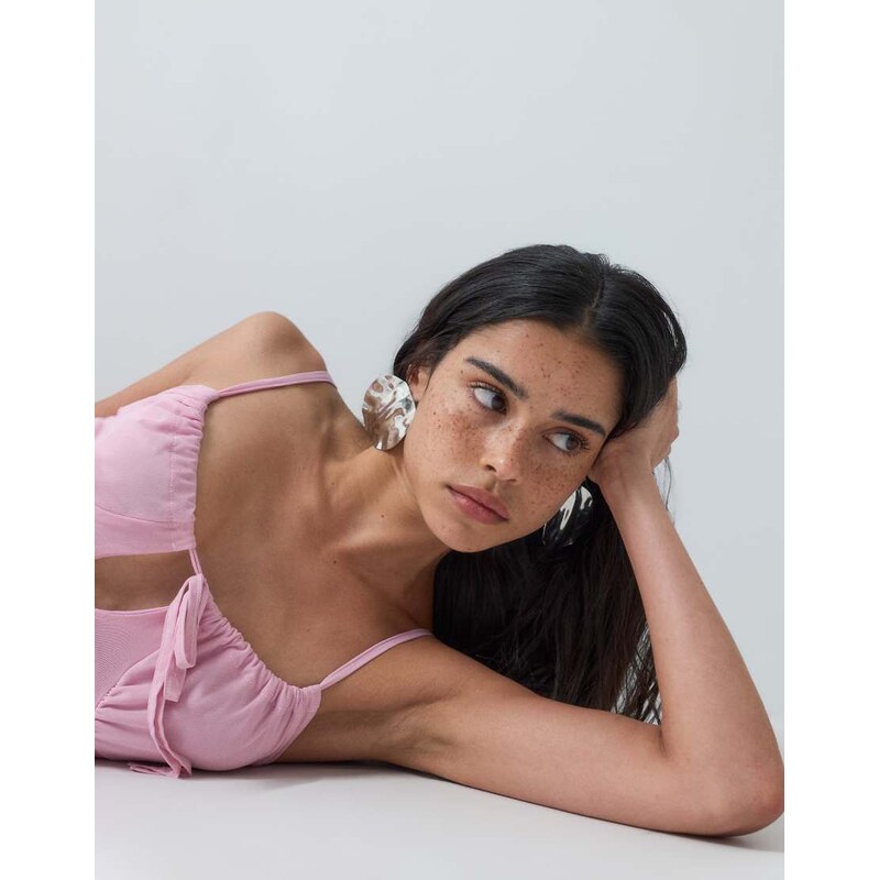 ASOS DESIGN co-ord mesh ruched cami top in pink