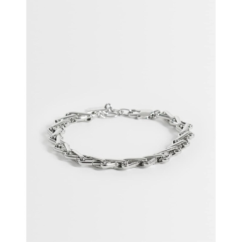 ASOS DESIGN crossed links chain bracelet in silver
