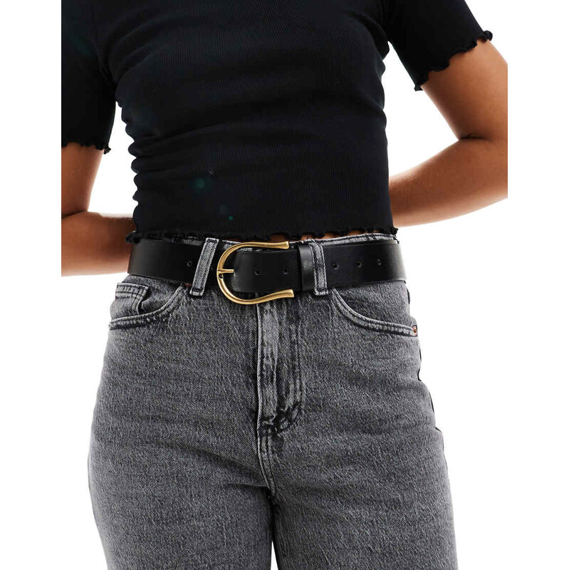 ASOS DESIGN half moon waist and hip jeans belt in black
