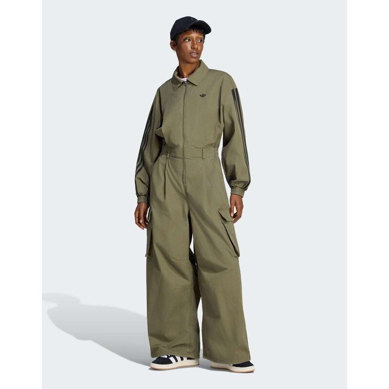 adidas Originals Loose jumpsuit in olive strata-Green