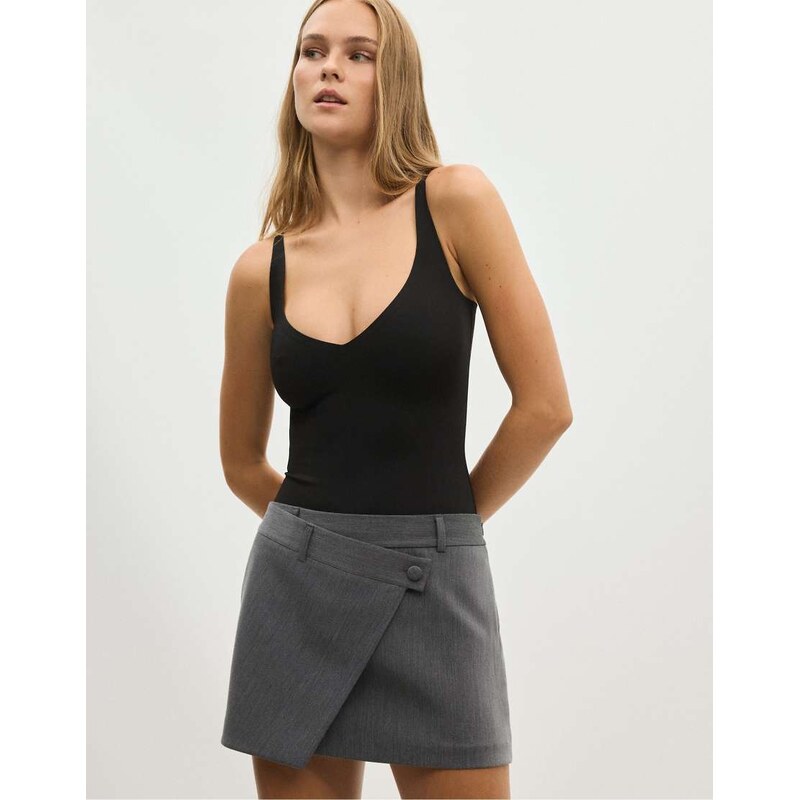Stradivarius Crossover mini skort in grey melange
