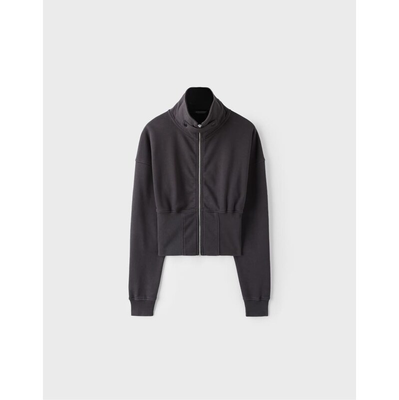 Stradivarius Cropped high neck sweatshirt in dark grey