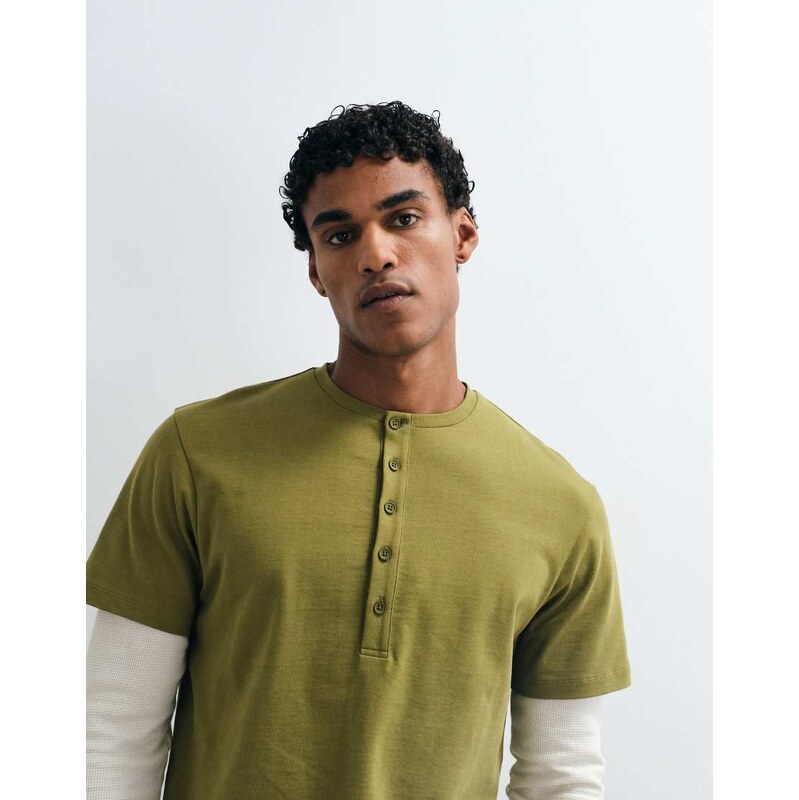 ASOS DESIGN regular fit long sleeve t-shirt with henley and