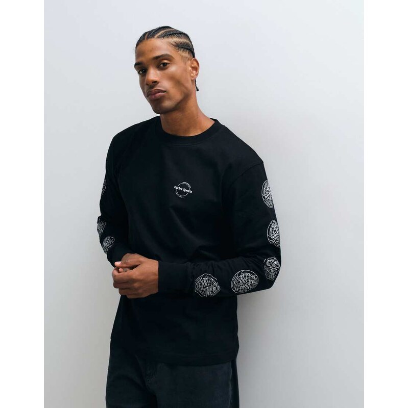 Parlez haldane long sleeve graphic t-shirt in black