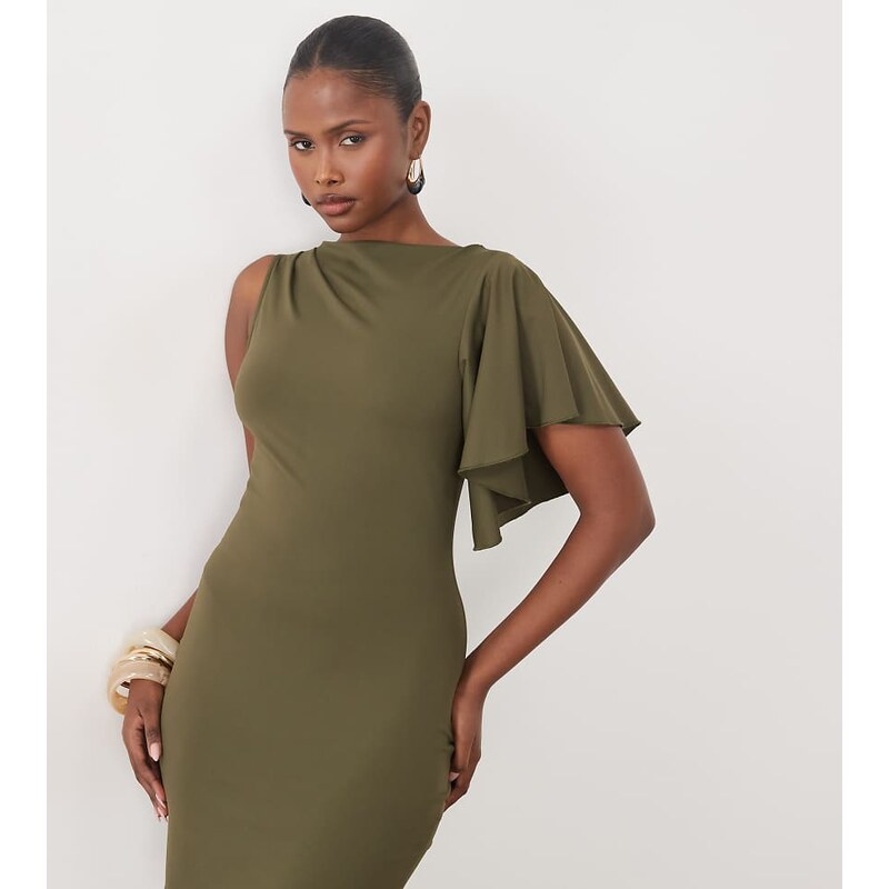 The Frolic exclusive one shoulder ruffle sleeve mini dress in