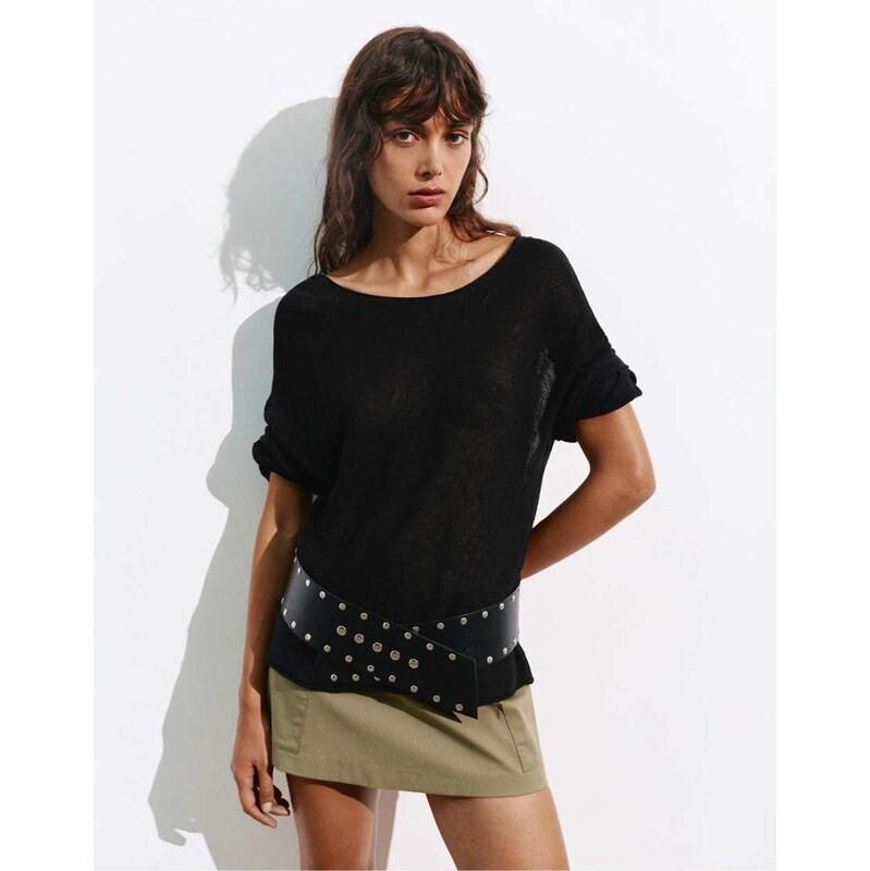 Pull&Bear Rustic jumper in black