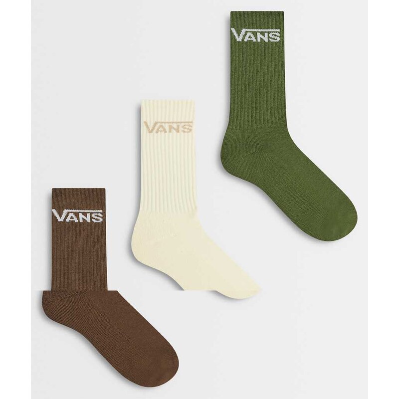 Vans Classic Crew 3pck socks in multi-Green