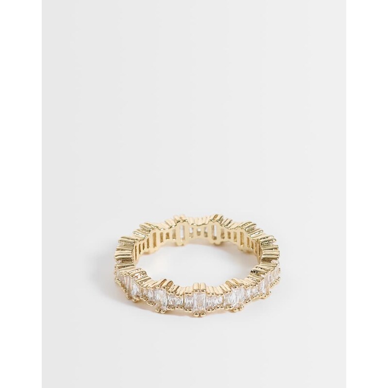 ASOS DESIGN dainty ring with cubic zirconia stones in gold tone
