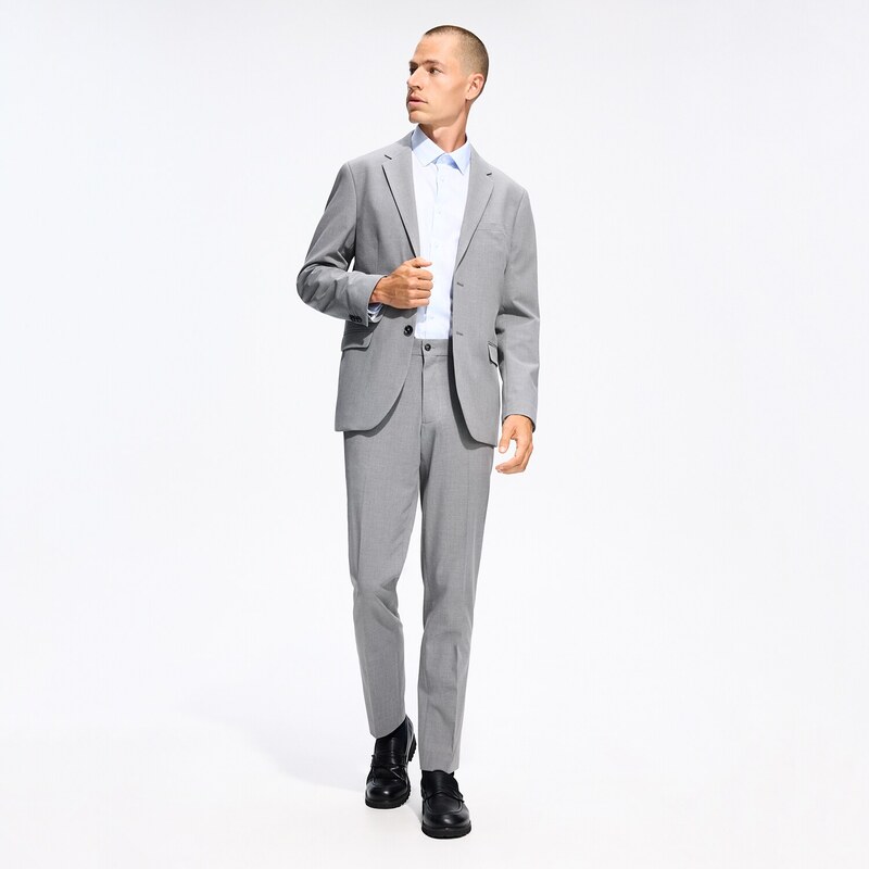 Reserved - Oblekové kalhoty slim fit - tmavě šedá