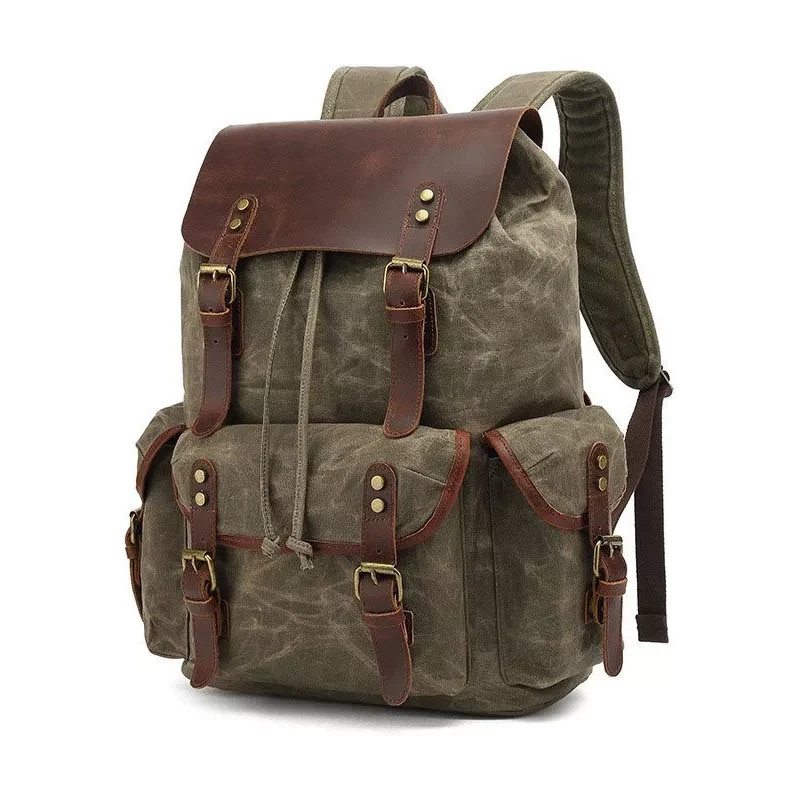 Canvasio outdoor kožený batoh Camelo Zelený 25 L