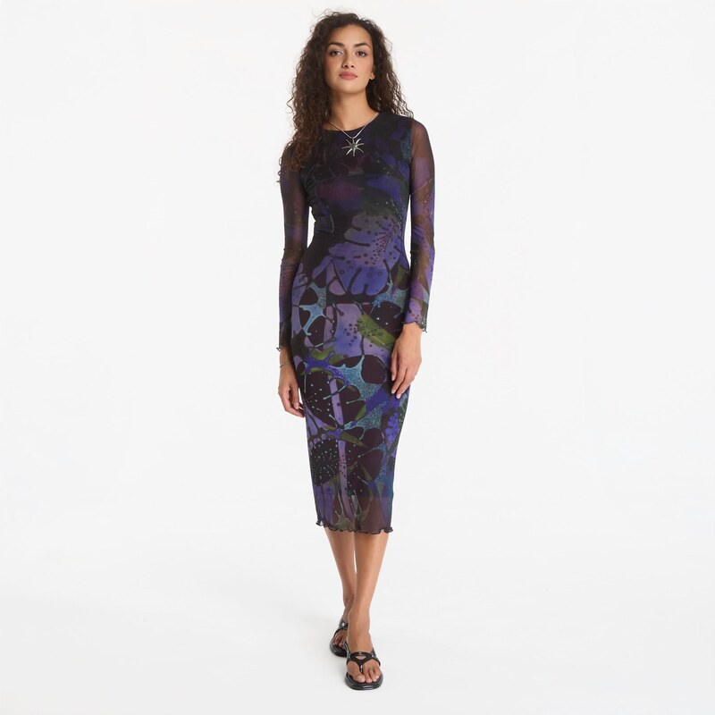 Šaty Desigual Leafs Lacroix Dress Blue S