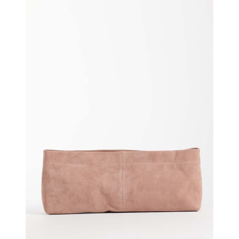 ASOS DESIGN suede elongated pouch grab bag in pink