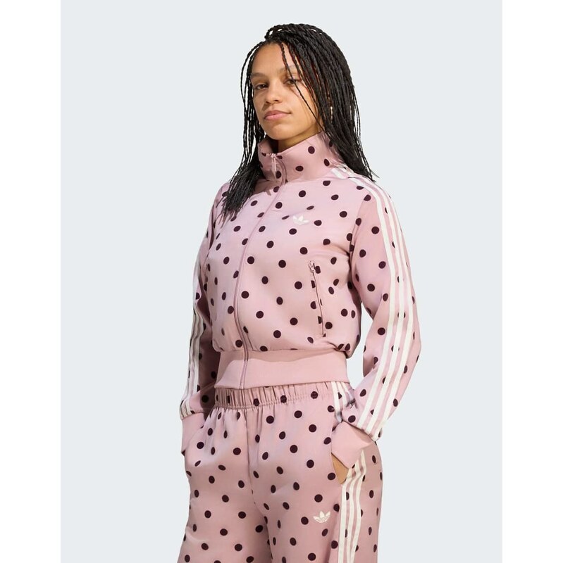 adidas Originals Satin polka dots tt track top in dual lilac