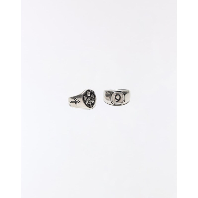 Bershka Pack of 2 steel rings in silver