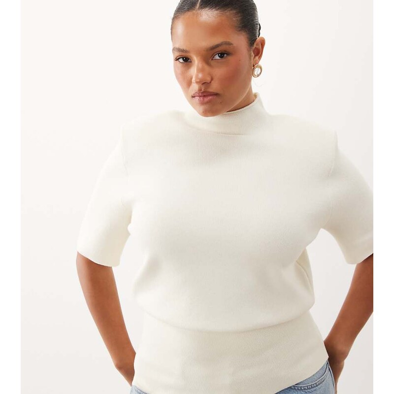 ASOS Curve ASOS DESIGN Curve high neck shoulder pad waisted t