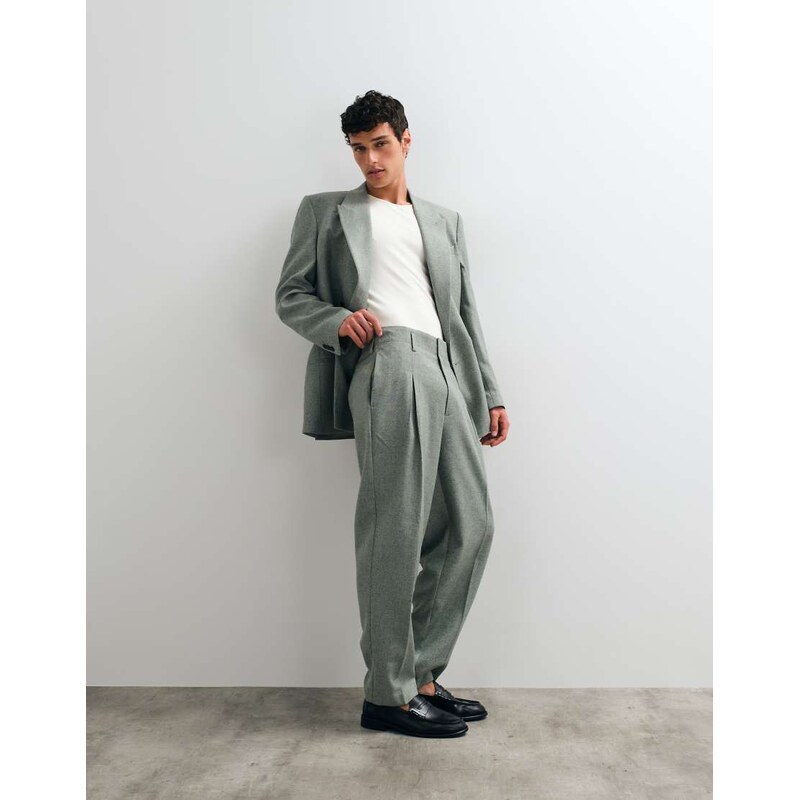 ASOS DESIGN oversized tapered suit trousers with pleat detail in
